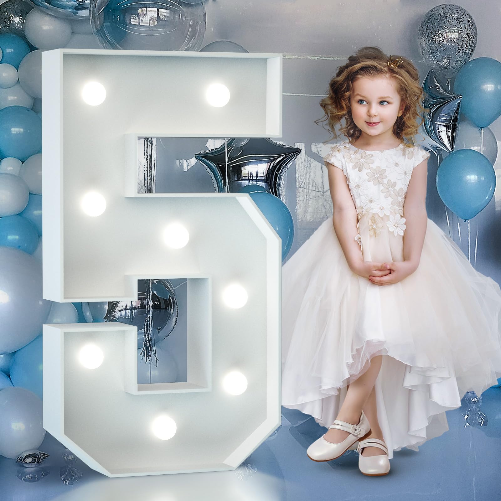 4FT Light Up Numbers Birthday Decoration Large Marquee Numbers 1 for 1st 18th 21st Birthday Party Decor Wedding, Big Number Frame Foam Cardboard Mosaic Arch Stand Pre-Cut Numbers — view 52