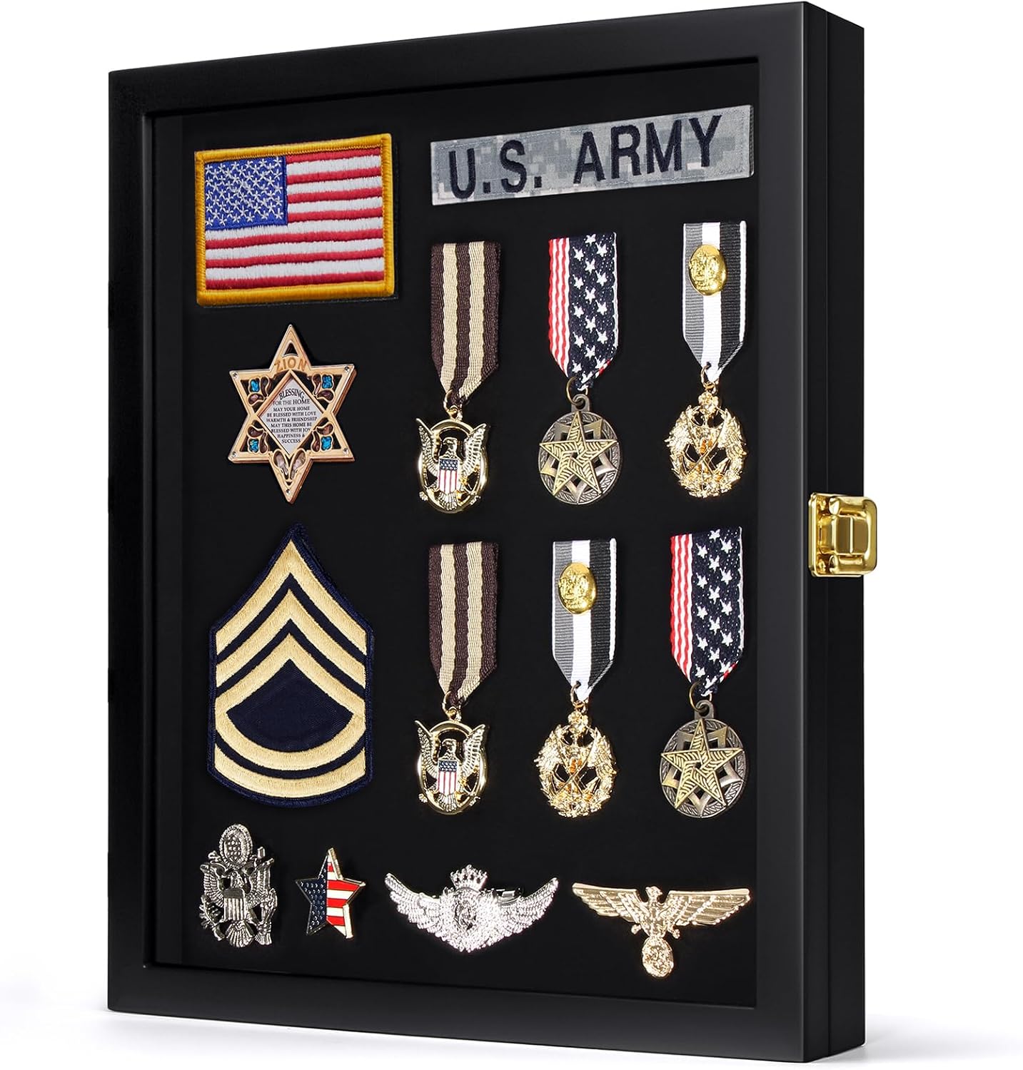Pin Display Case, 11x14 Lapel Pin Display Box for Military Badges Medals Tags Patches, Jewelry Pins, Giant Pins, Insignia Ribbons
