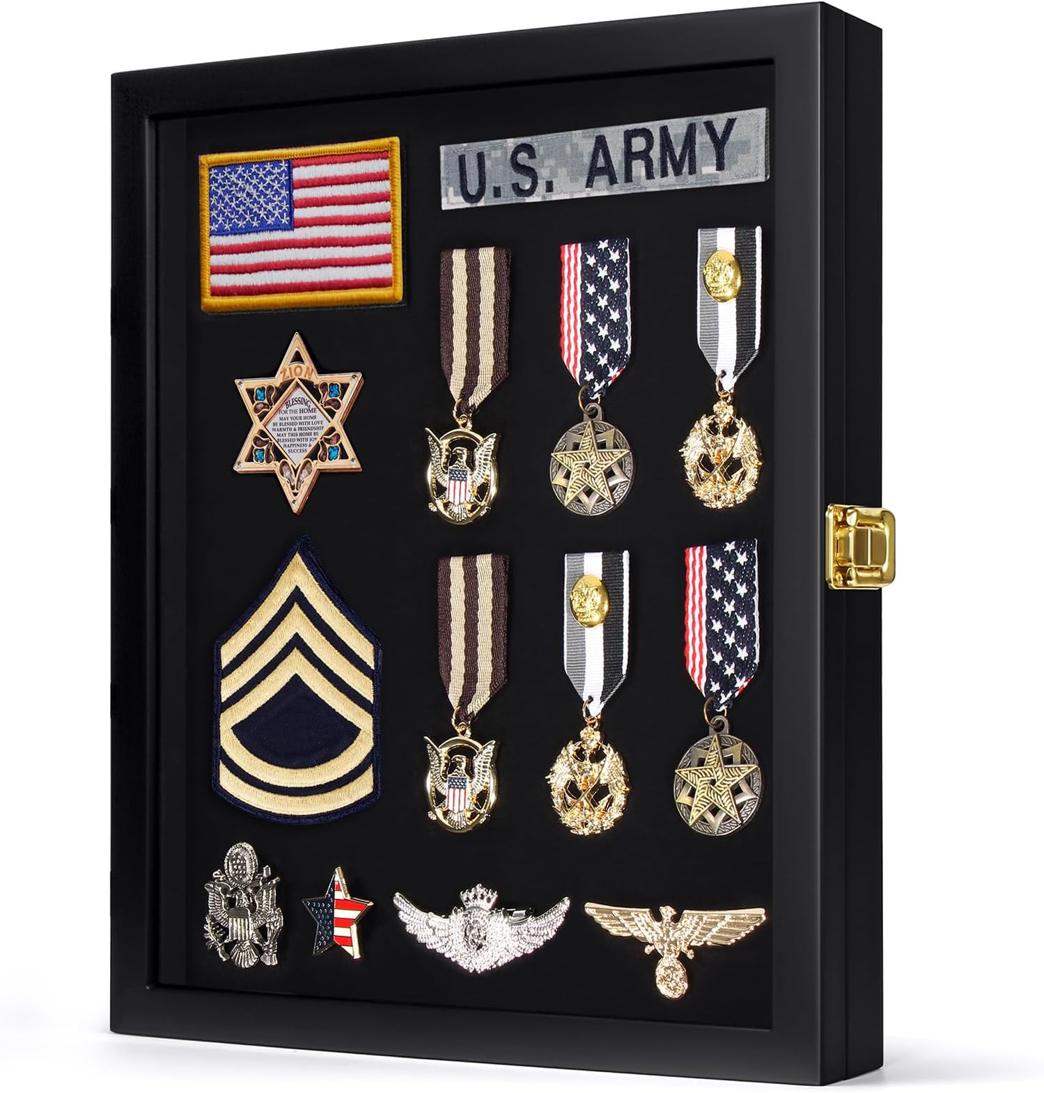 TJ.MOREE Pin Display Case - 11x14 for Military Badges Medals Tags Patches, Jewelry & Giant Pins, Insignia Ribbons