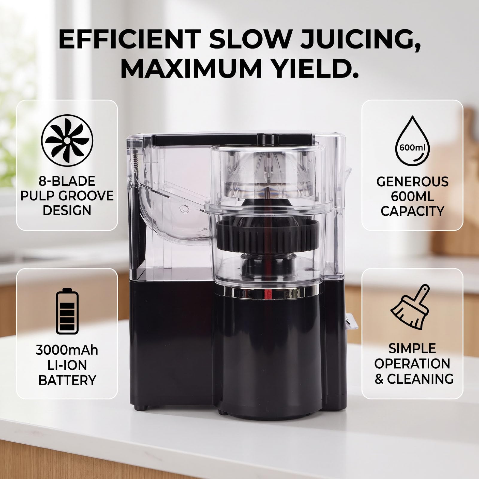 Luocute Presse-agrumes électrique pour Citron Orange, capacité 600 Ml