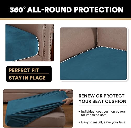 Vista 271 de PrinceDeco Fundas para sofá modular, 4 piezas, fundas de sofá para sofá seccional, fundas de terciopelo separadas para sofá seccional, en forma de L