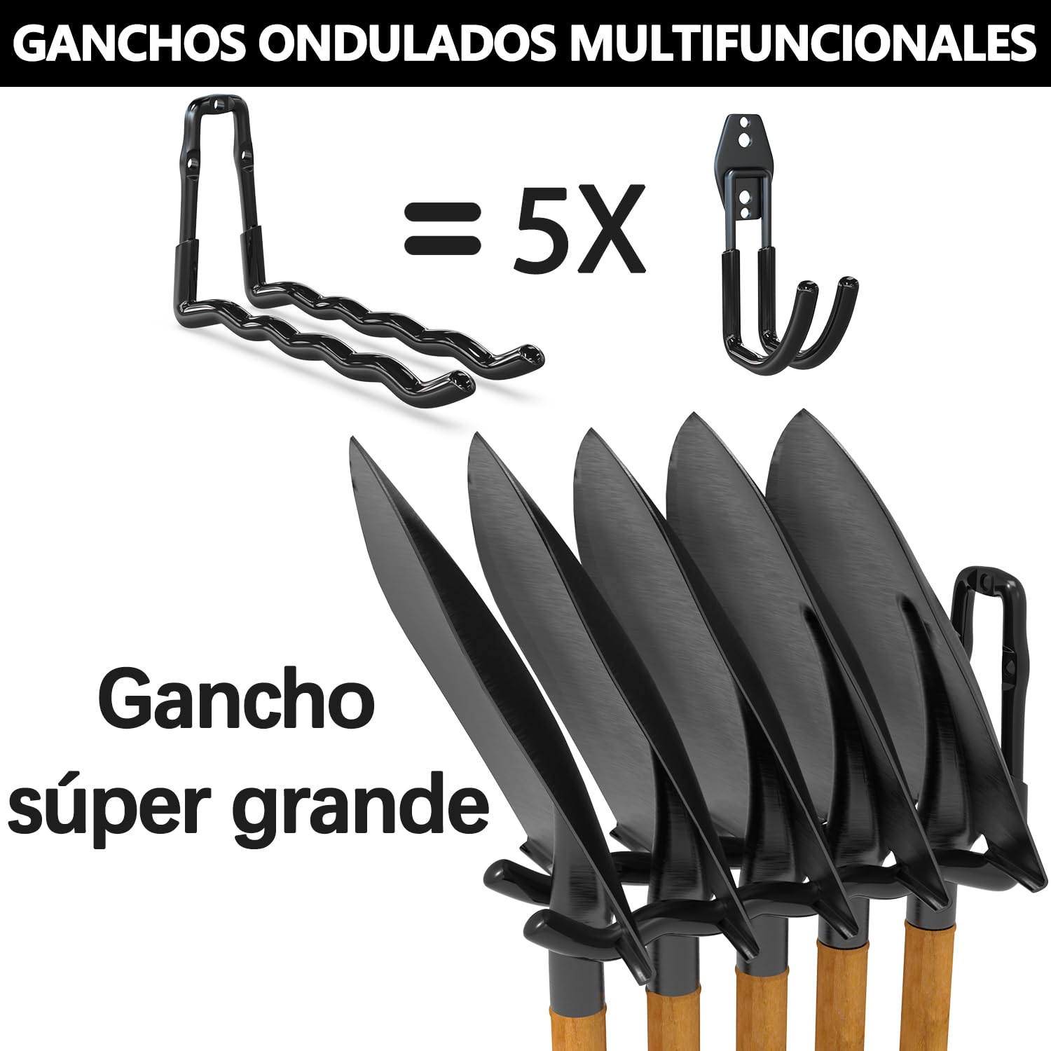 3-H Juego de 18 Ganchos de Pared de Acero de Una Pieza Reforzado, Organizador de Herramientas Multiusos para Garaje, Jardín y Taller