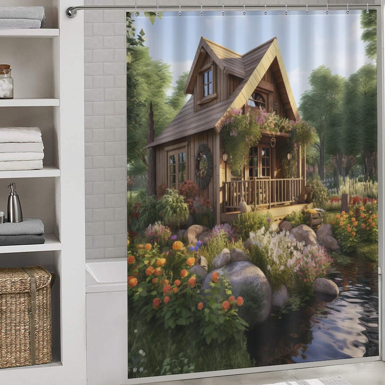 Chalet rustique rideau de douche de qualité supérieure 168x183cm