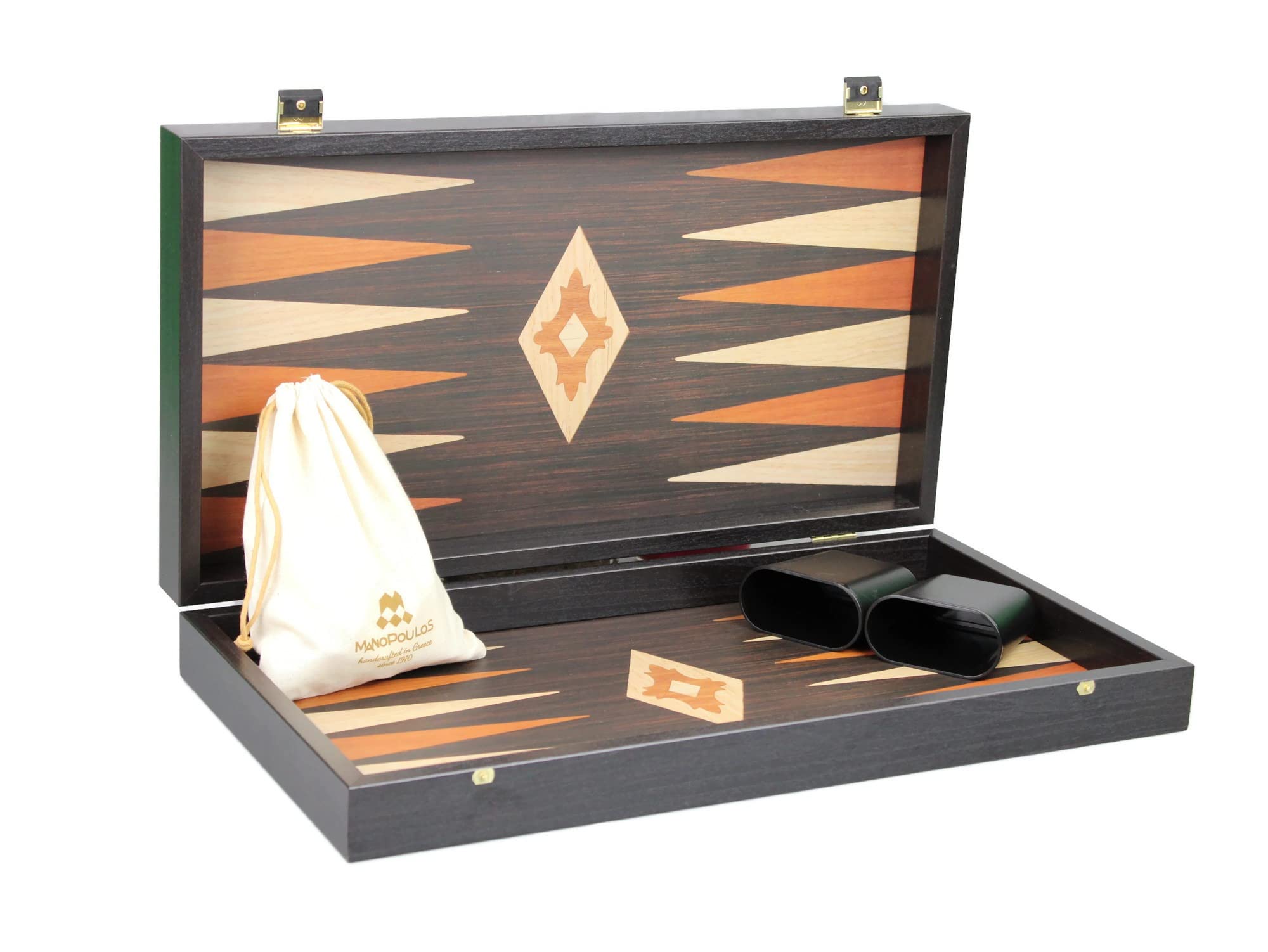 Manopoulos Backgammon Set wengé et chêne 50,8 cm