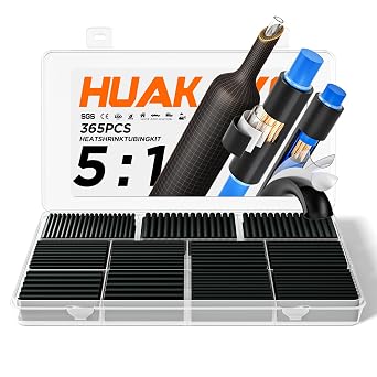 51 Heat Shrink Tubing Kit 365 PCS, Industry-Leading 51 Ratio Shrink Wrap Tubing Adhesive Lined, Heat Shrink Wire Connectors, Marine Grade Dual Wall, Waterproof Electrical Wire Tube ConnectorsBlack