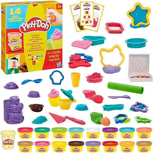 Miniatura 10 de Play-Doh Calendario de cuenta regresiva para niños a partir de 3 años, 14 días para cumpleaños, vacaciones, fiesta, regreso a clases y más,