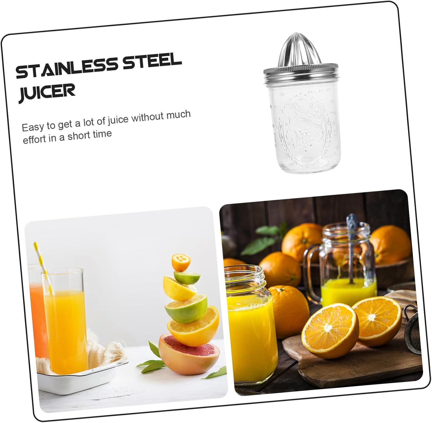 Stainless Steel Lemon Juicer Manual Citrus Press Hand Squeezer for Oranges Grapefruits and Kiwis Easy to Clean Fruit Squeezer with Juice and Pulp Separation for Home Kitchen Use