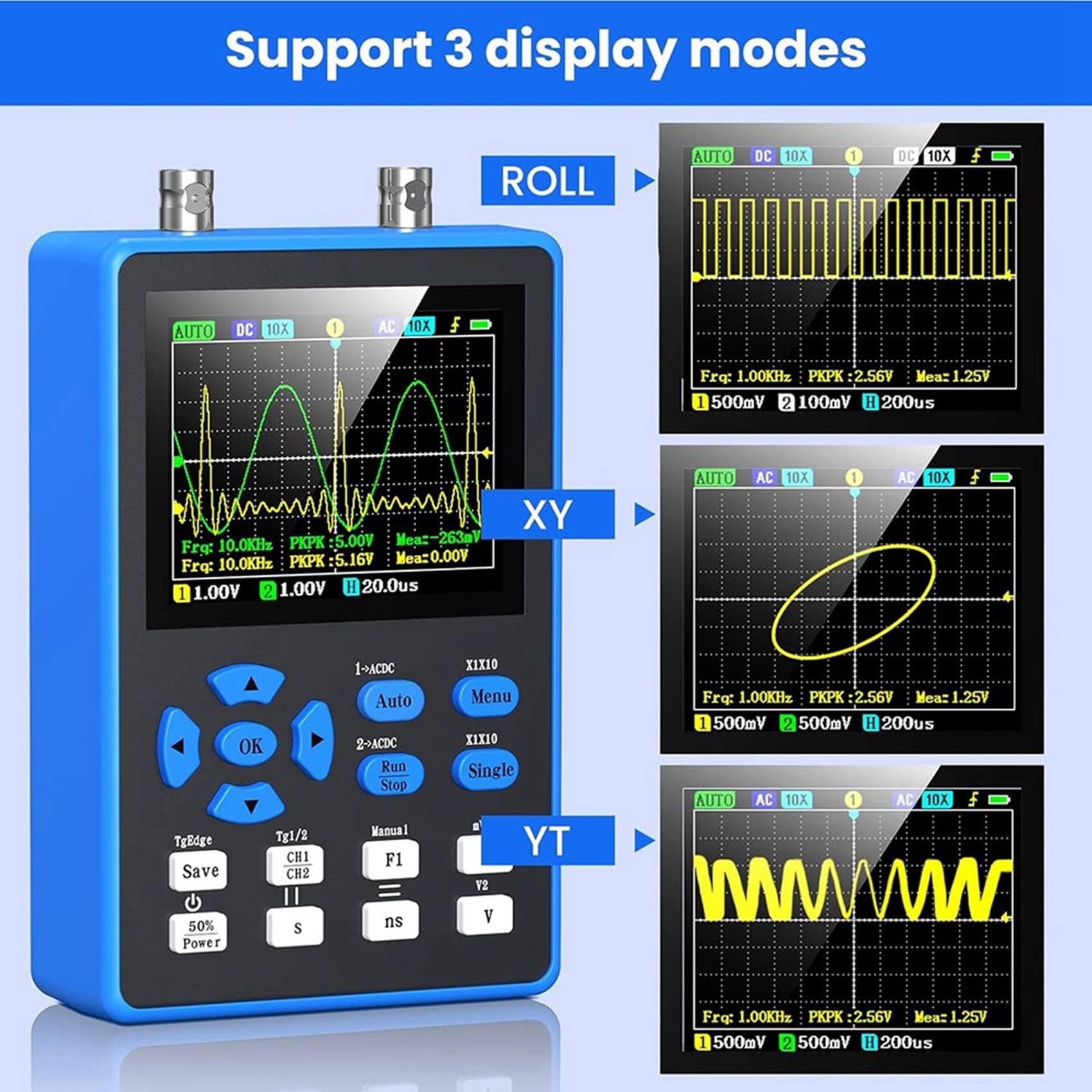Oscilloscope 2 canaux 120 MHz avec spectre et déclencheur