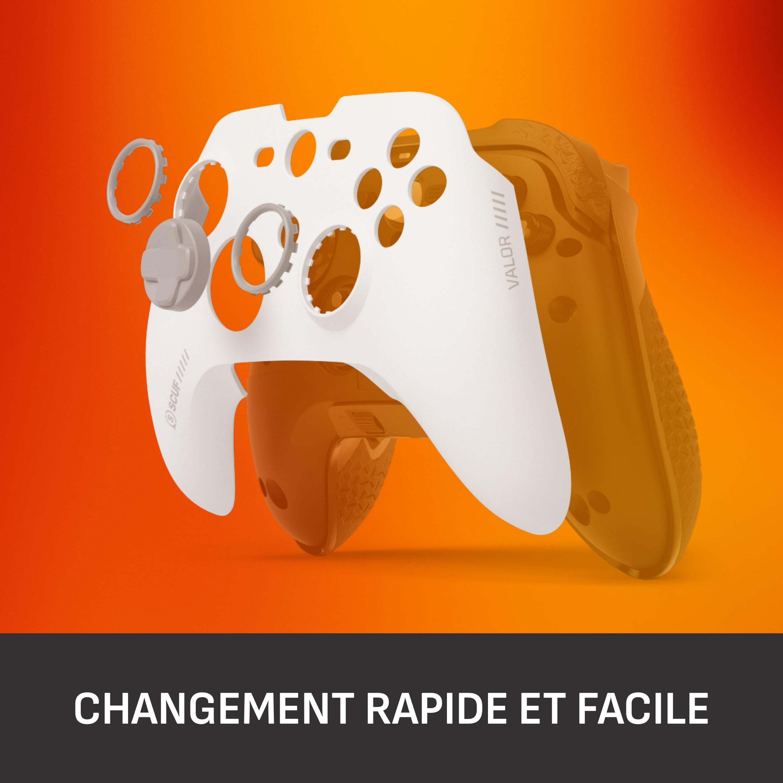 SCUF Valor Pro Kit De Façade Manette Amovibles – Blanc | Fixation magnétique, Anneaux à Faible Friction