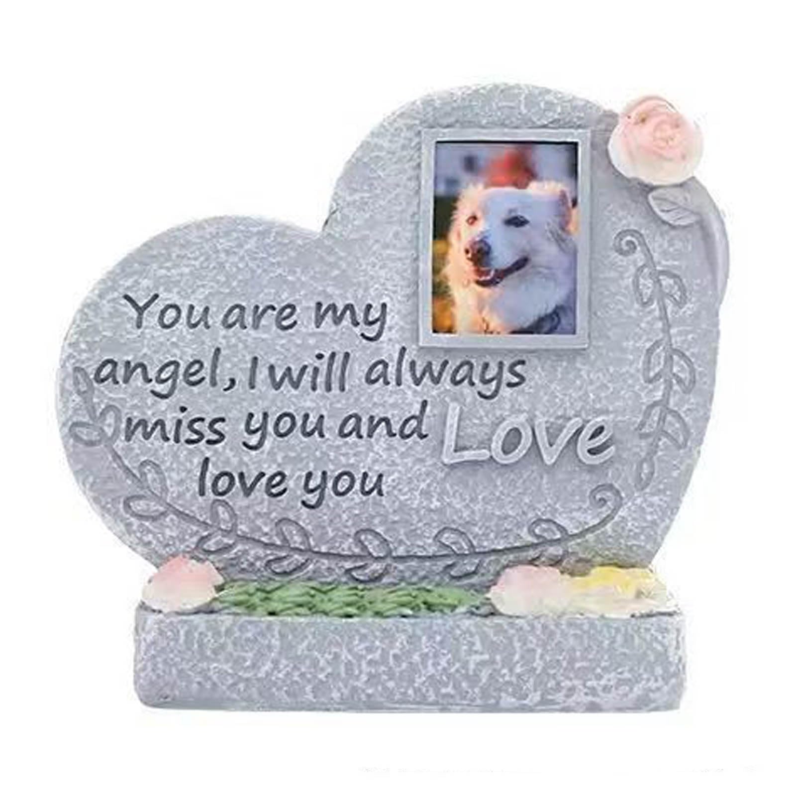 HYFNTEN Personalised Pet Photo Memorial Plaque Resin Keepsake For Dog Or Cat Pet Resin Photo Memorials Personalised Photo Memorial Stone Garden Grave Ornament Gift (Compassion) (Compassion)