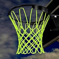 Nogeqi Nightlight Basketball Hoop Net Replacement - Heavy Duty Nylon, Glows at Night, All-Weather Anti-Whip, 12 Loops for Standard Rims Indoor Outdoor