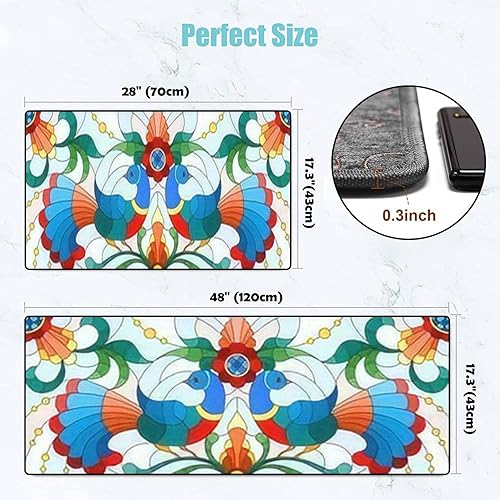 Miniatura 5 de Kitchen Rugs Set Stained Glass Style a Pair Abstract Birds a Light Horizontal Image Kitchen Mat for Floor Non-Slip Washable Kitchen Runner Doormat