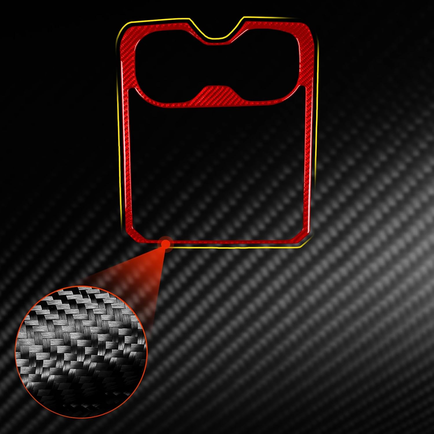 Car Center Console Cup Holder Panel Type-A Decals Red Carbon Fiber Accessories Protections Stickers Compatible with Dodge RAM 1500/2500/3500 2019 2020 2021 2022 2023 Crew Cab