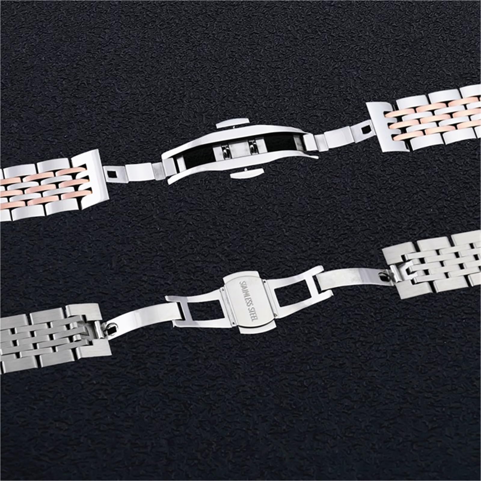 WBDWWTD Edelstahl-Uhrenarmband, 15 mm, 16 mm, 17 mm, 23 mm, 24 mm, Schnellverschluss-Smartwatch-Business-Armband