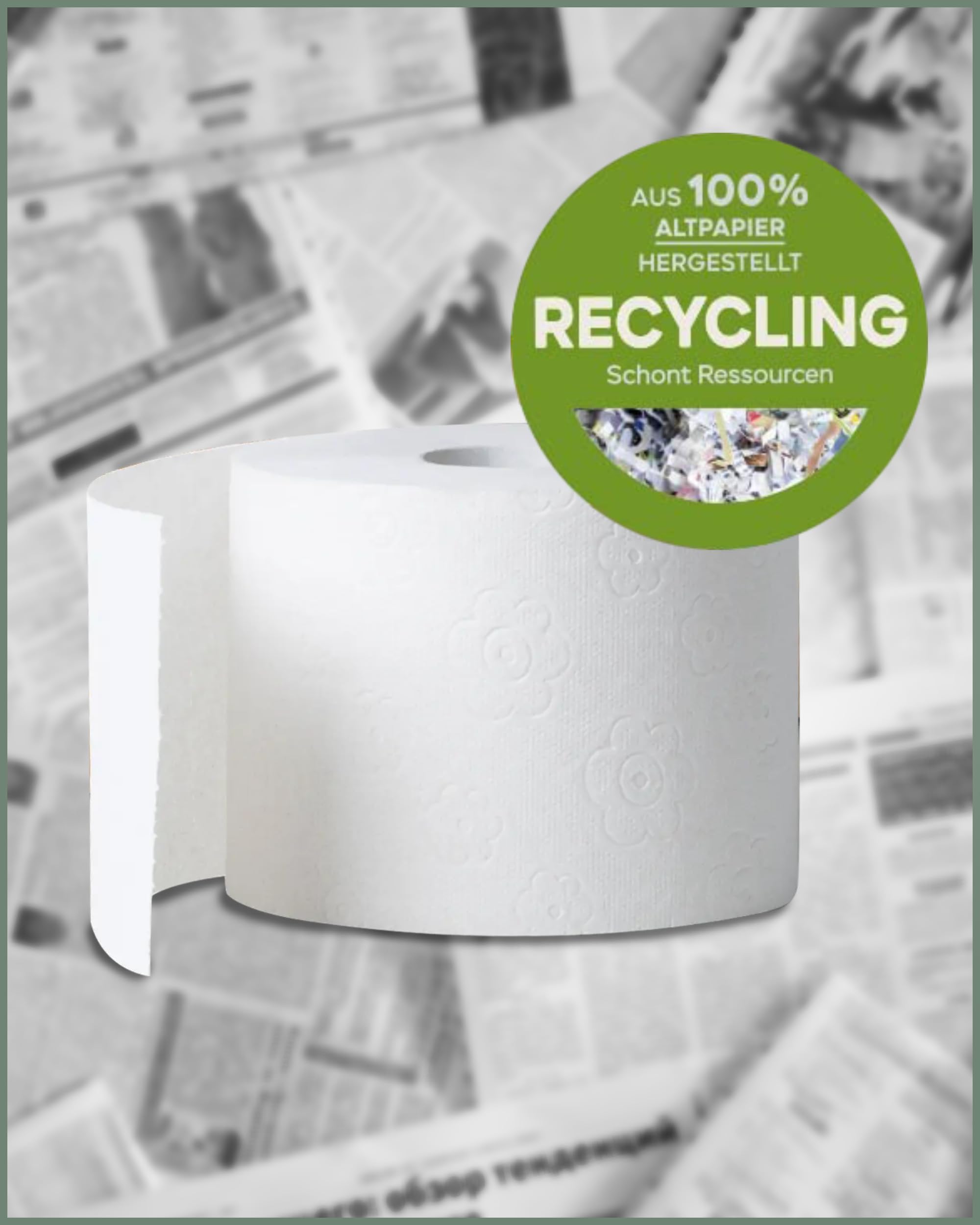 œcolife Toilettenpapier Box Recycling, 3-lagig, 27 Rollen, 250 Blatt pro Rolle, Recyclingpapier, plastikfrei verpackt, hellgraues Papier, angenehm weich und sanft | angenehm weich