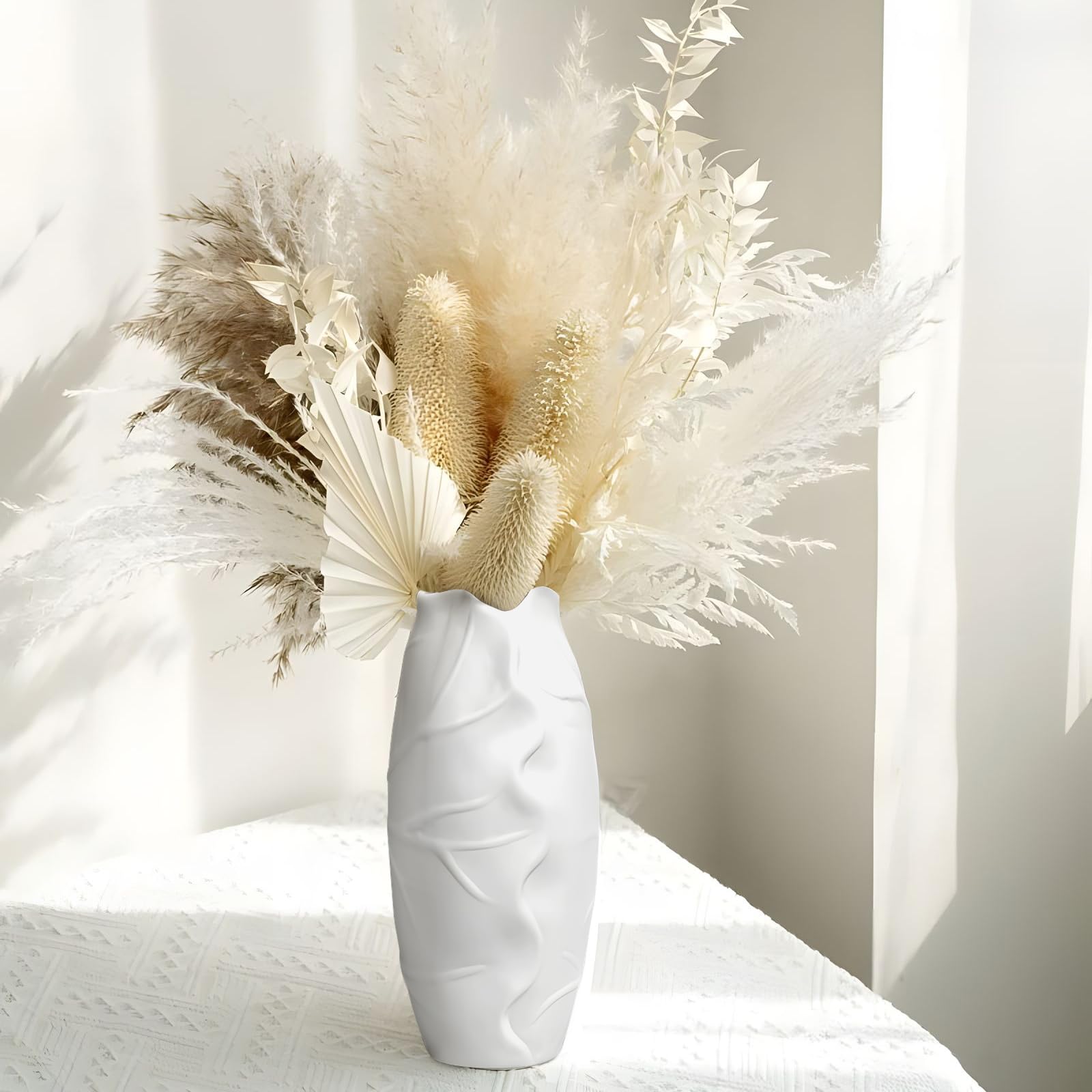 Weiße Spiralvase Modern - Mini Blumenvase Für Pampasgras & Deko