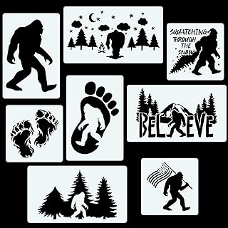 CINPIUK 8PCS Bigfoot Stencils Painting on Wood, Reusable Sasquatch Templates for Christmas Home Decor DIY Art Crafts, Asso...