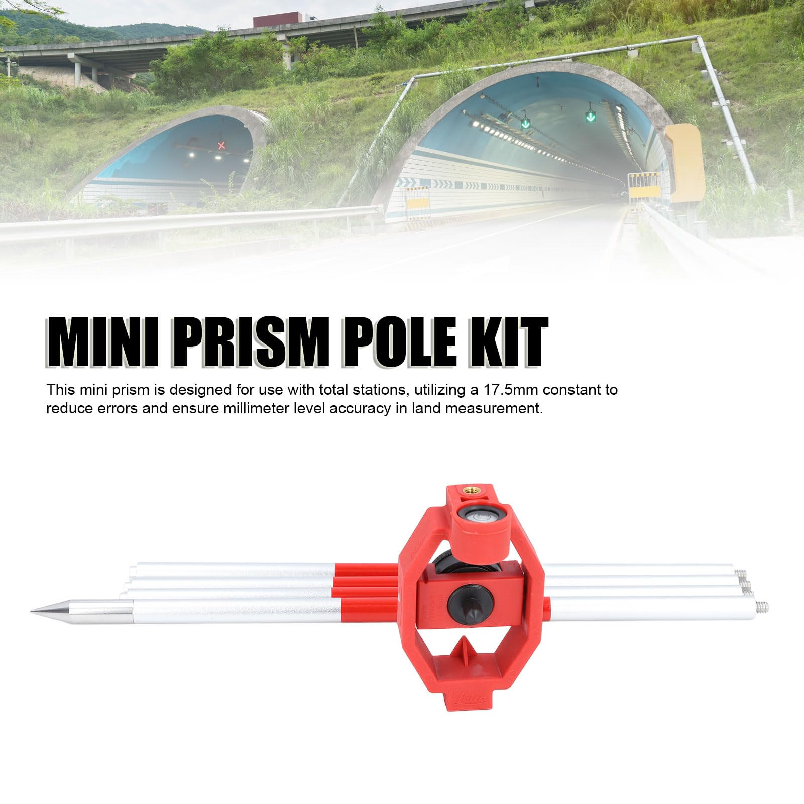 Kit Mini Asta Prisma Diametro Effettivo 25,4 Mm Prisma Topografico Stazione Totale Costante 17,5 Mm per Strumenti di Misurazione