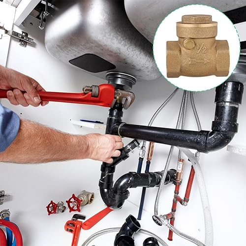 Miniatura 4 de Válvula de retención horizontal de latón, válvula de rosca hembra de 1/2 "DN15 Swing sin retorno evita la prevención de reflujo 232PSI herramienta