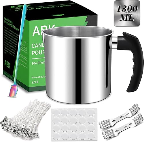 Miniatura 1 de ABK Olla para hacer velas, kit de fabricación de velas que incluye jarra de fabricación de velas de 2.5 libras, soportes para mecha de velas,