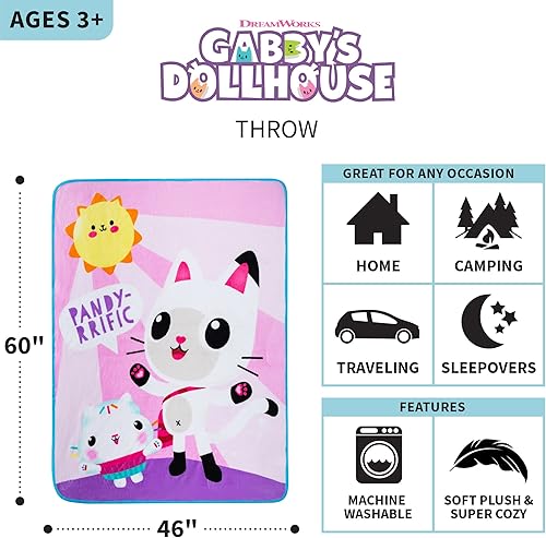 Miniatura 3 de Gabby's Dollhouse Cakey And Pandy - Ropa de cama para niños, súper suave, micro raschel, 46 x 60 pulgadas, por Franco
