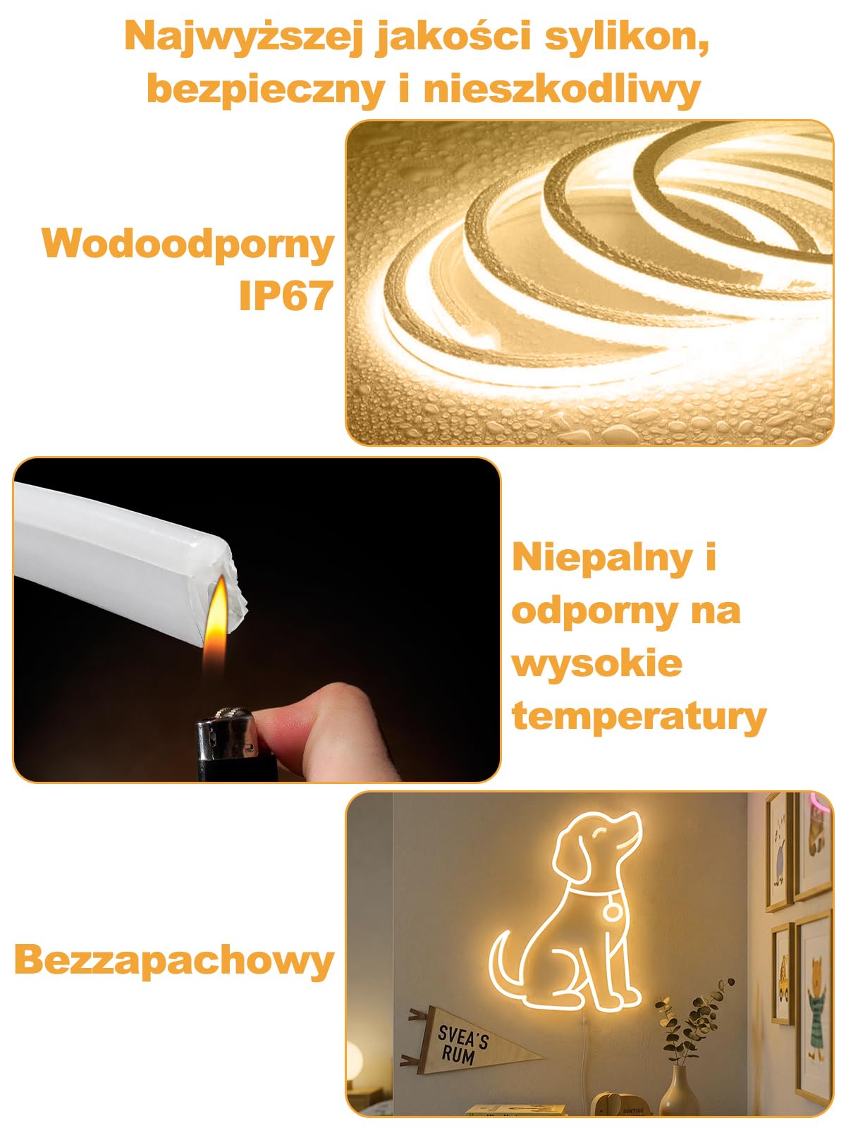 Neonowa taśma LED 10 m ze ściemniaczem, ciepła biel, 1200 diod LED, neonowa taśma świetlna LED, DIY, krawiectwo, elastyczna, z zasilaczem sieciowym 24 V, do kuchni, sypialni, oświetlenia