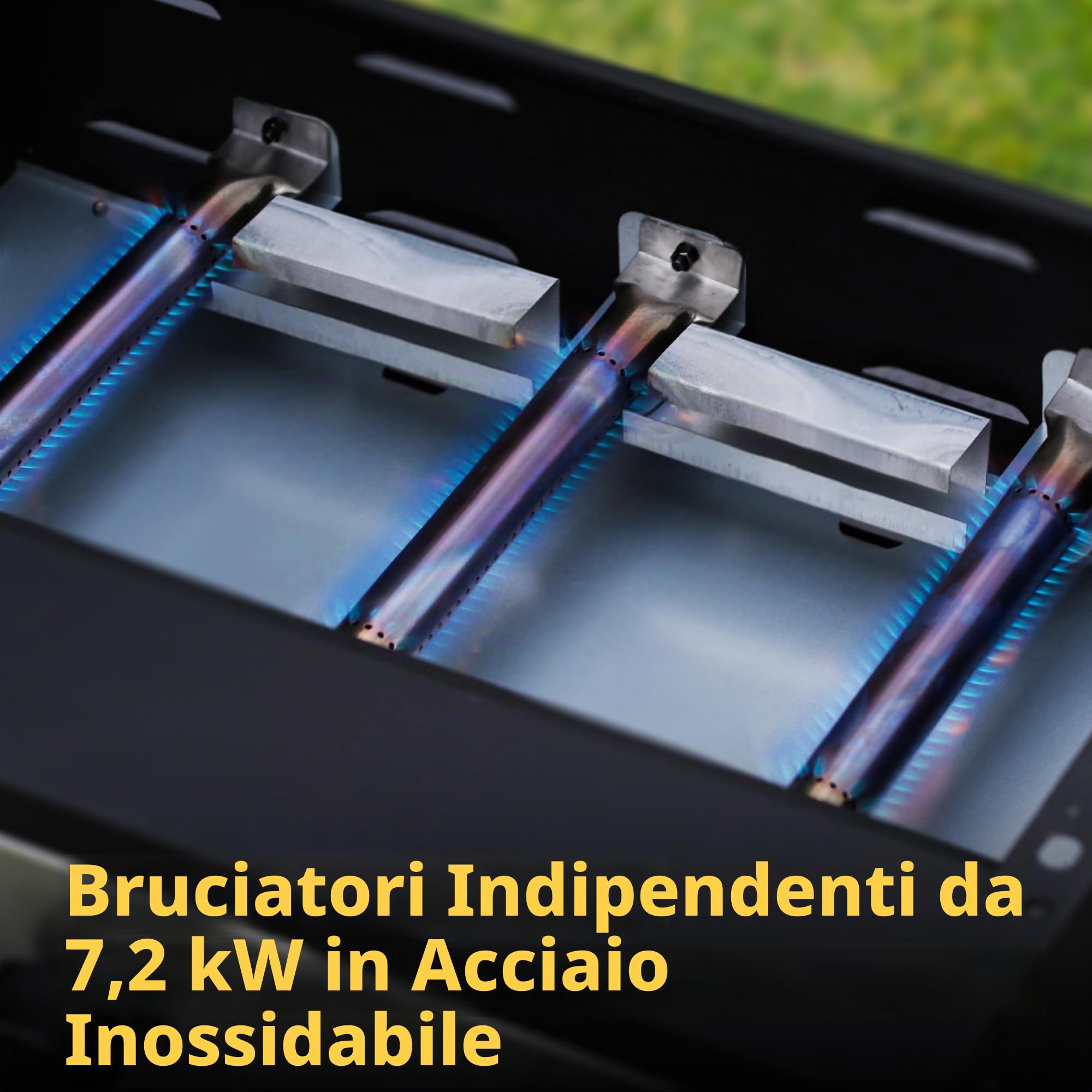 BIG HORN Piastra a gas con 3 bruciatori con carrello e coperchio; 7.2 kW