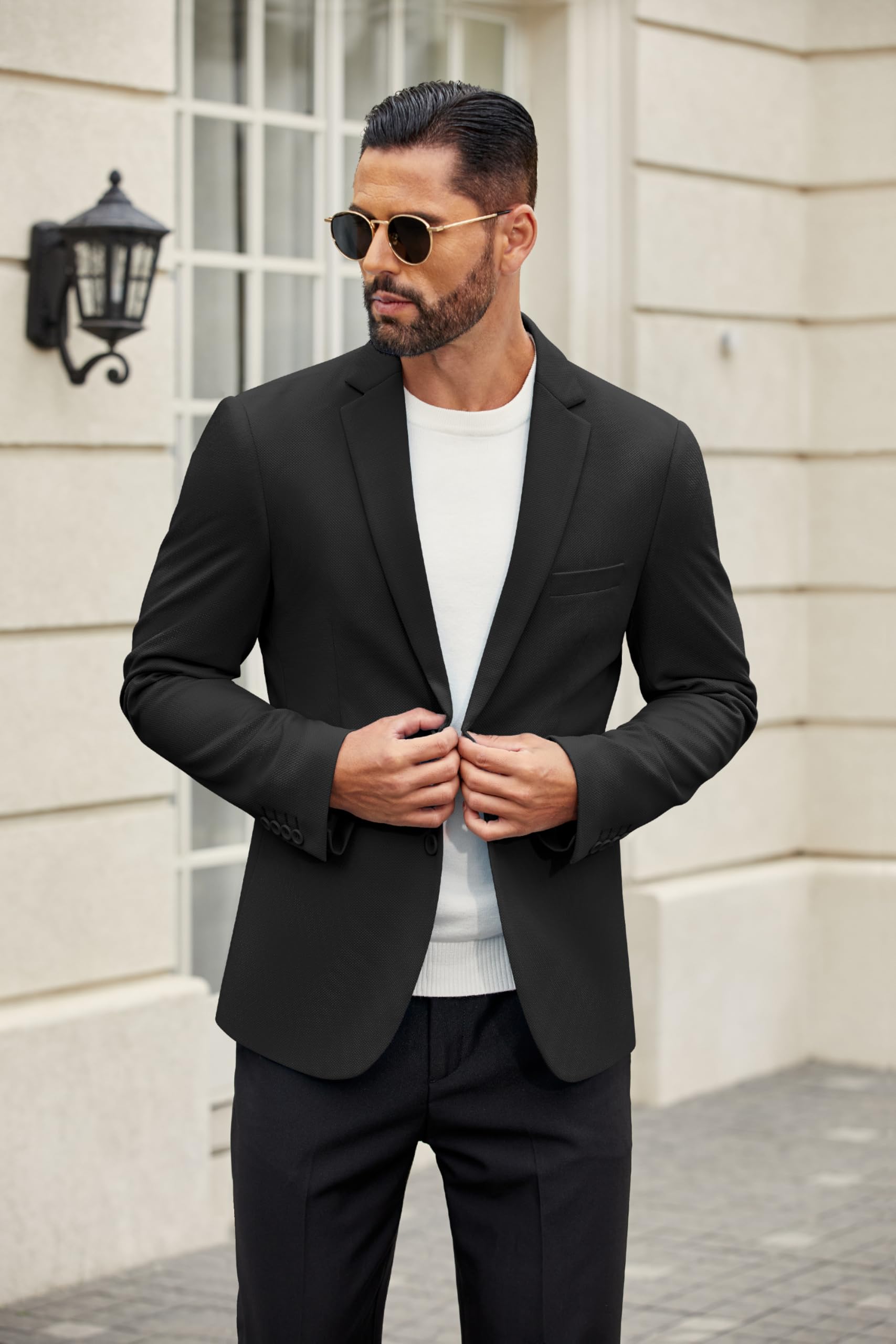 COOFANDY Giacca sportiva da uomo, casual, leggera, con 2 bottoni, vestibilità regolare