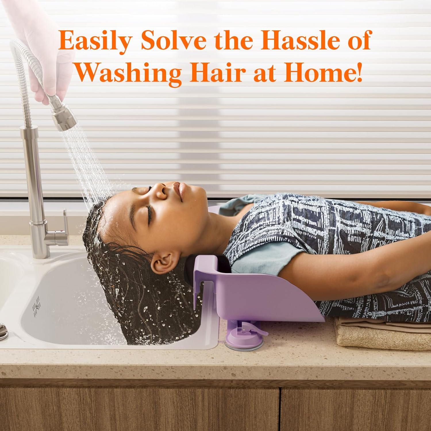 Lifewit Hair Washing Station for Kids, Neck Support Shampoo Bowl for Kitchen Sink or Bathtub at Home, Portable Hair Wash Basin for Toddlers, Children, Teens, Purple, 10 inch/ 26 cm Wide