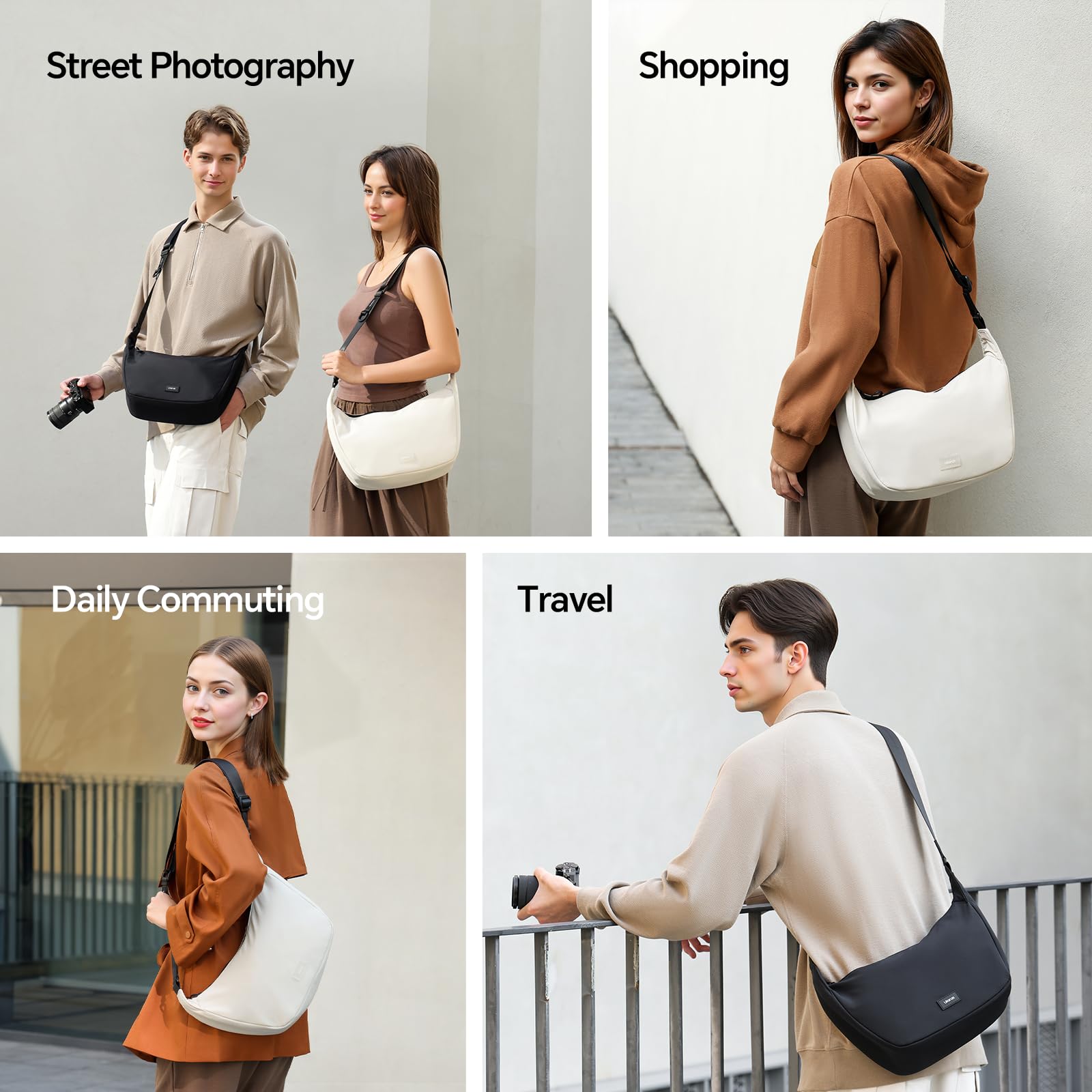 ULANZI Kameratasche Schultertasche Kameratasche Sling Bag Stilvoll mit Trennwänden Leichte Aufbewahrungstasche für DSLR-Kamera Kamerazubehör Reise Outdoor Fotografie Tasche (Schwarz)