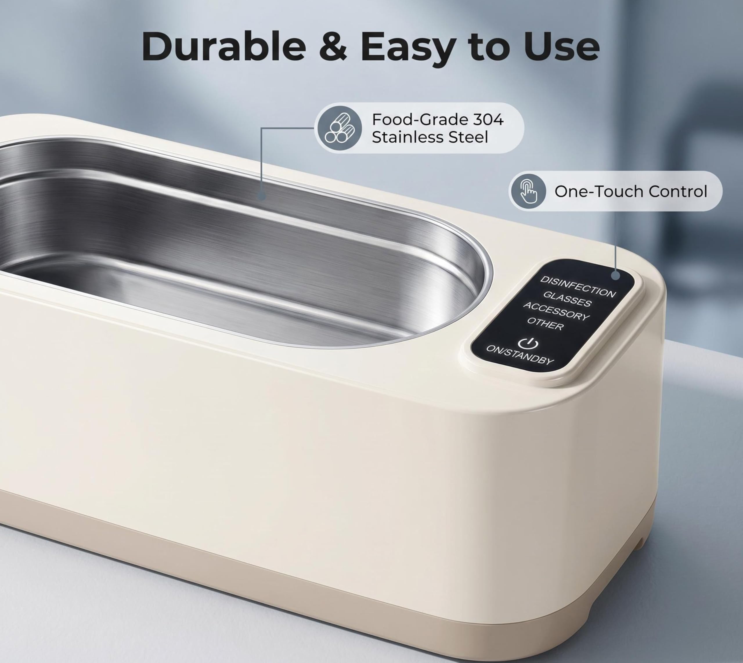 iTOMA Pulitore Ultrasuoni 48KHz 24W - Vasca in Acciaio Inossidabile 304 da 350 ML, tre modalità di pulizia per gioielli, occhiali, cinturini di orologi, dentiere, apparecchi ortodontici, monete, rasoi