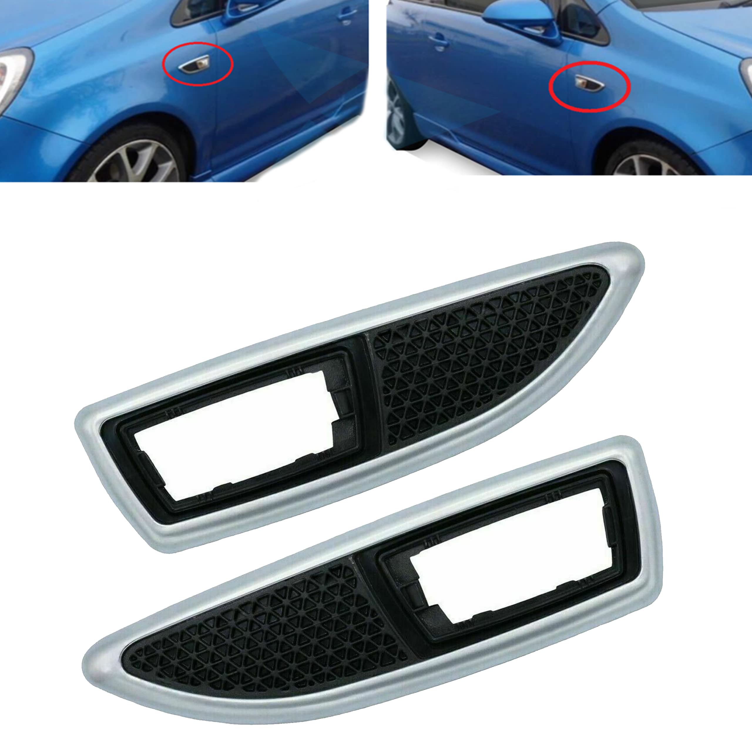Side Indicator Repeater Surrounds Set Compatible with Zafira A B, Corsa D E, Insignia, Astra H VXR