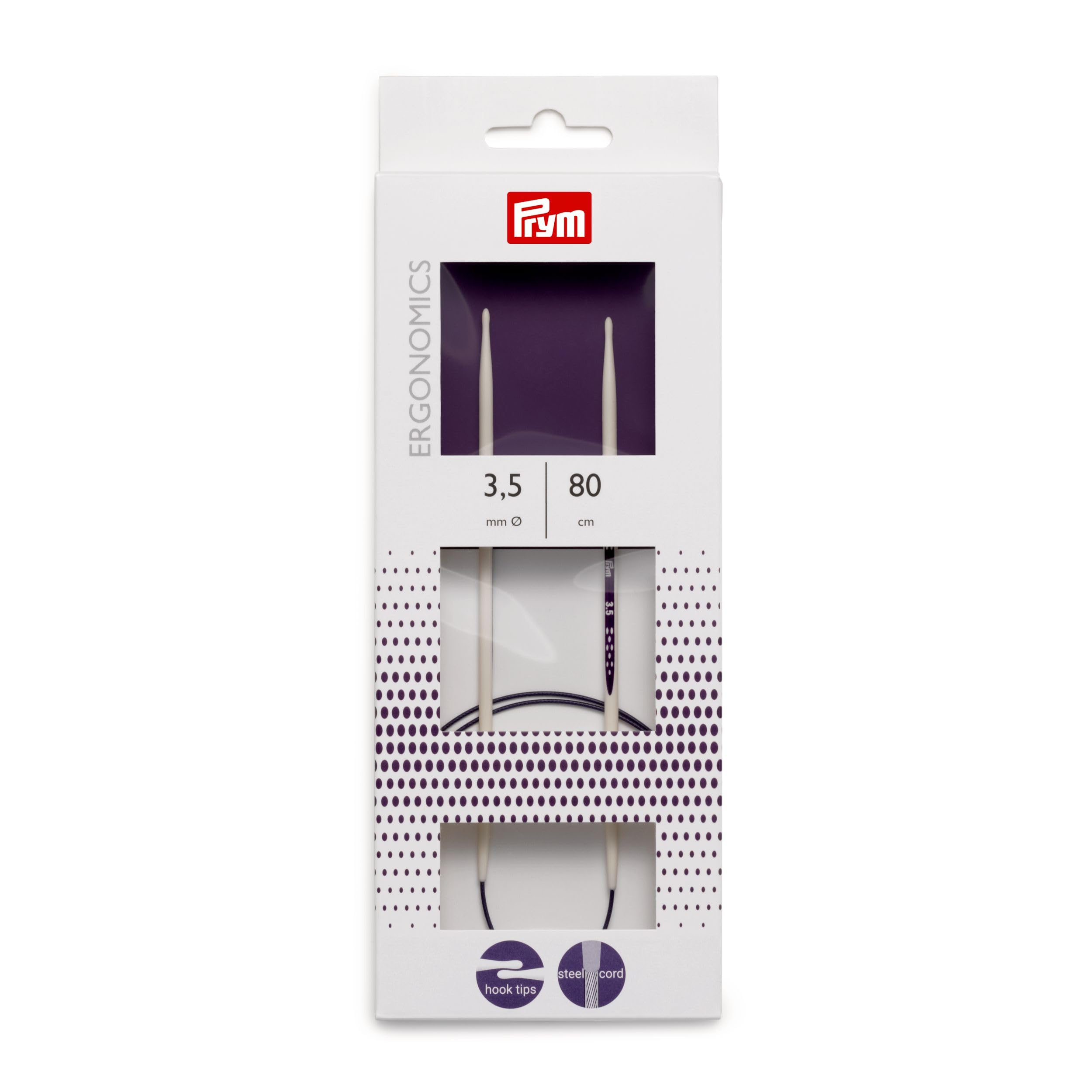 Prym Circular Knitting Pins/Needles, Ergonomic Design, 3.5Mm X 80Cm Length, High-Performance Synthetic Material, Multi-Colour, 17 X 3 X 1 Cm