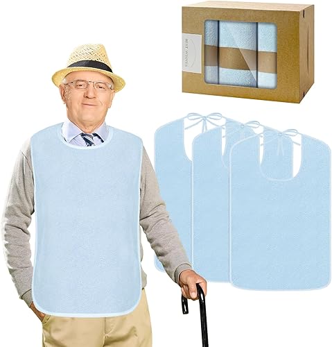 3 Pcs Adult Bibs for women, Waterproof Reusable Adult Bibs Adjustable Baberos para Adultos