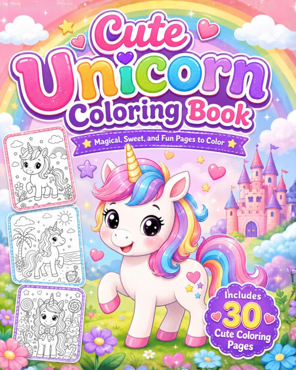 COLORING BOOK - CUTE UNICORN: Magical, Sweet and Fun Pages to Color
