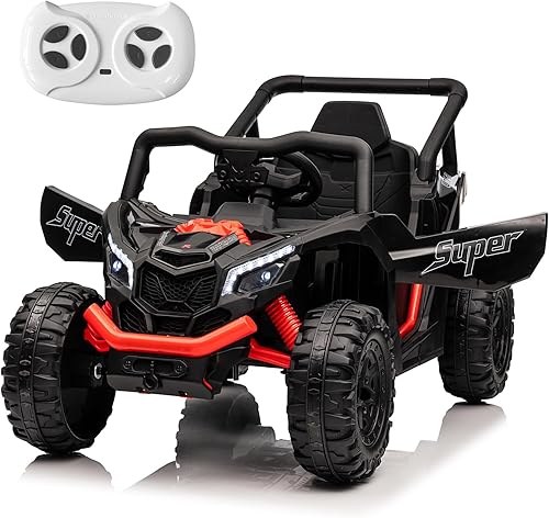 Miniatura 11 de Run Fast 24V vehículo de paseo con control remoto para padres, vehículo de paseo eléctrico para niños de 3 a 5 años, UTV todoterreno, motores 4WD de