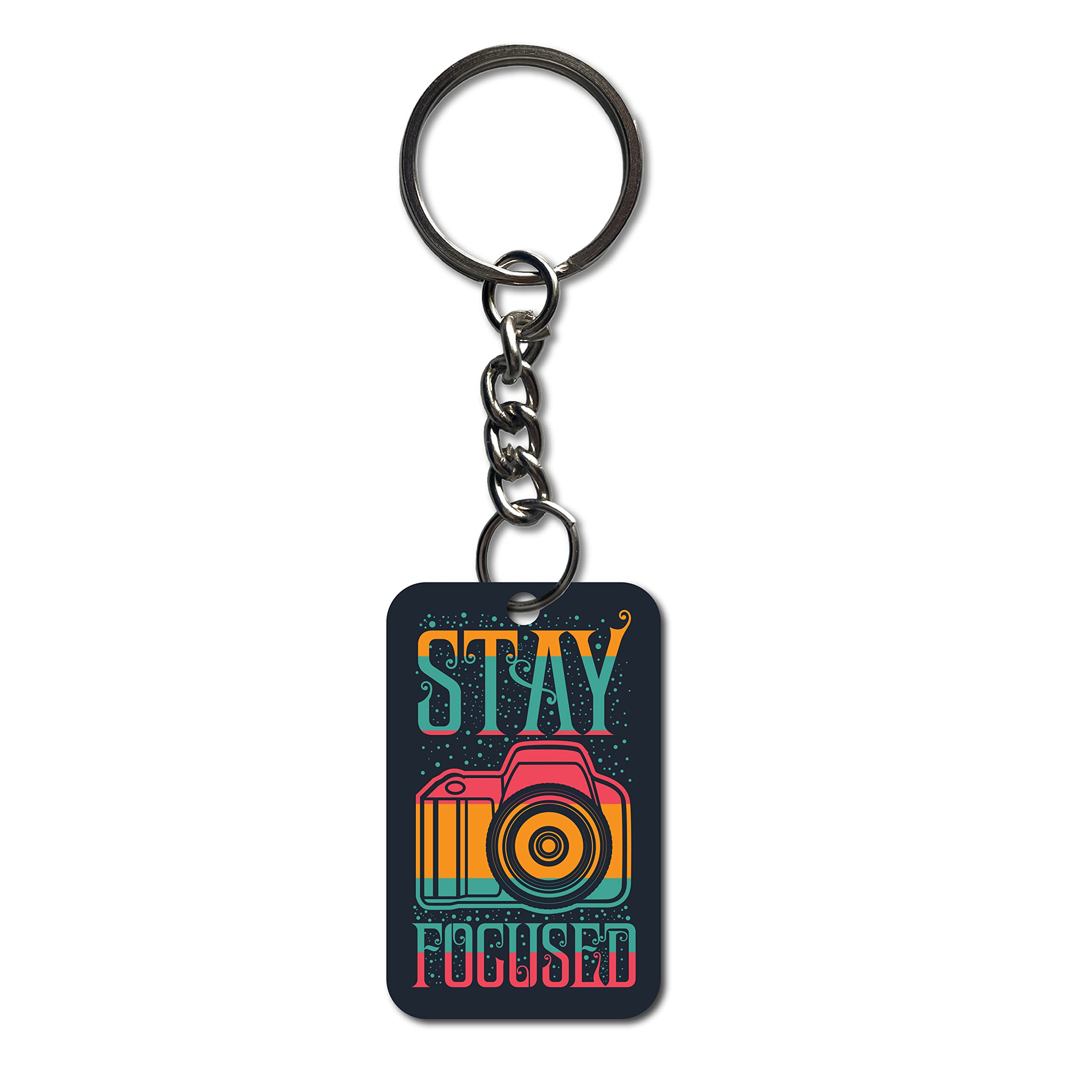 signoogle Stay Focused Camera Theme Keychain Bike/Car/Men/Women/Bag Key Tag Keyrings Multicolored (1.6 x 2.5 Inch)-picture-20