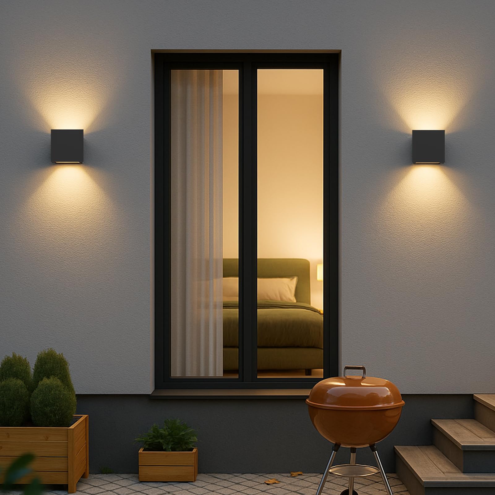 Homefire LED Wandleuchte Aussen/Innen 4ER G9 Außenwandleuchten 3000K | Aussenlampe Schwarz Außenlampe Up Down Einstellbar Abstrahlwinkel Außen Wandlampe IP65 Wasserdicht für Hauswand Garten