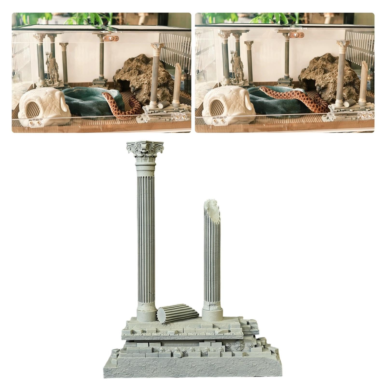 Decorazione a Colonna Romana, Resina Realistica, Acquario, Accessori per Acquario, Decorazione Paesaggistica, Decorazione a Colonna Romana, 18,5 Cm, Set B