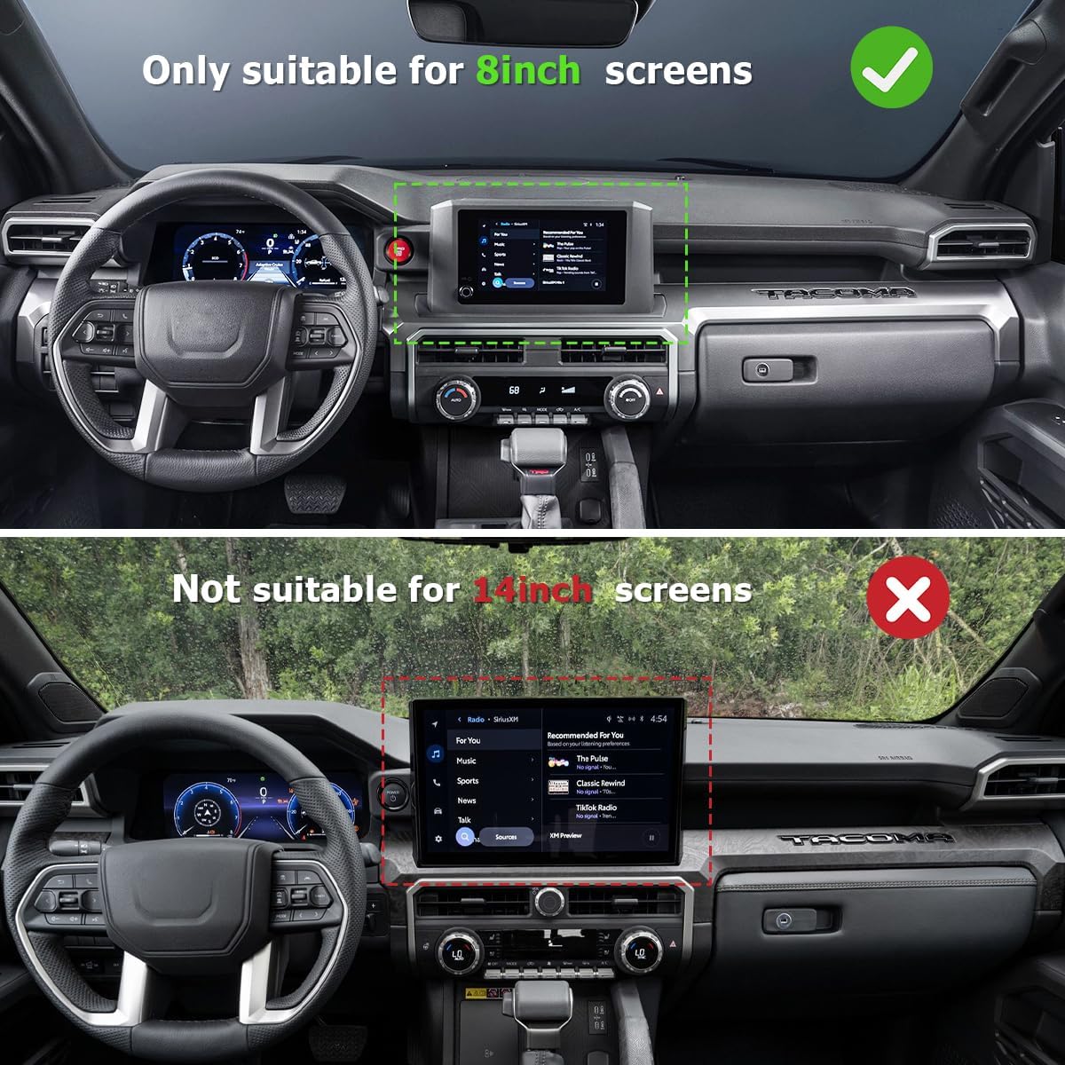 INTGET for 2026 Toyota Tacoma Accessories 2024 2025 Dashboard Panel Cover for Tacoma SR/SR5/TRD PreRunner/Sport/Off-Road ABS Plastic Interior Carbon Fiber Decoration(with 8inch Screen)