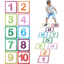 10 Pcs Number Floor Stickers Hopscotch Lattice Floor Stickers, 1-10 Numbers Wall Decals Floors Sticker for Classroom Bedroom Living Room Multi