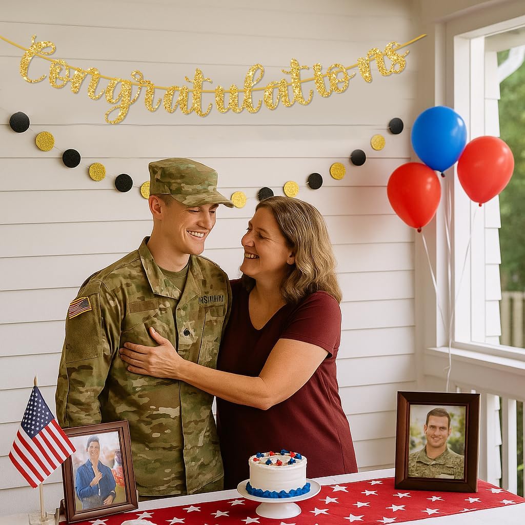 Gold Congratulations Banner – Pre-Strung Glitter Graduation Decorations for Party, Promotion, Wedding, Retirement, or Work Celebration – Reusable Congrats Sign for Backdrop or Fireplace - Image 6