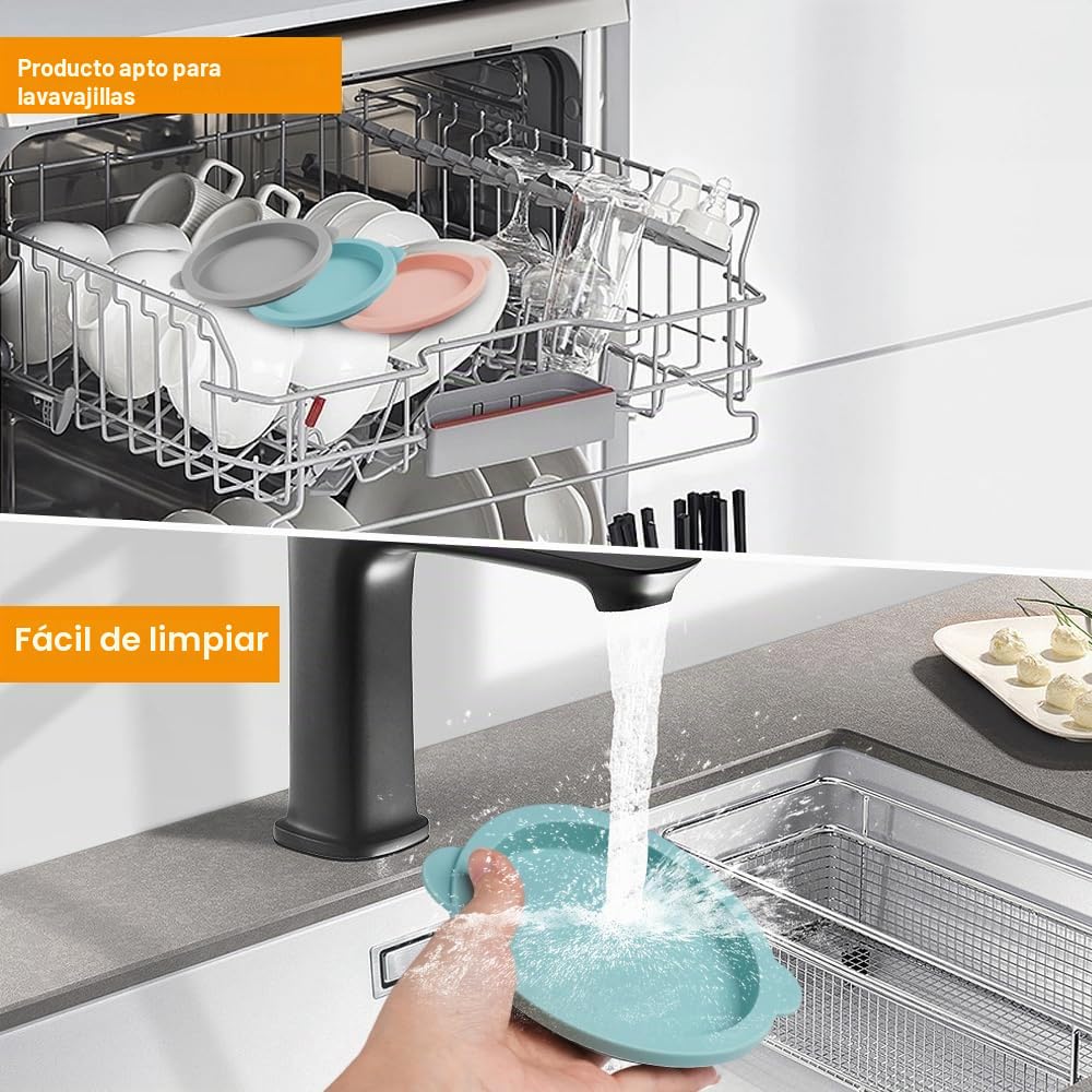 6 Piezas Molde Silicona Huevos Freidora de Aire con 2 Cepillo de Silicona, 10 cm Molde Redondo de Silicona para Tartas, Recipiente Air Fryer para Tapas de Muffins, Tostadas, Sándwiches