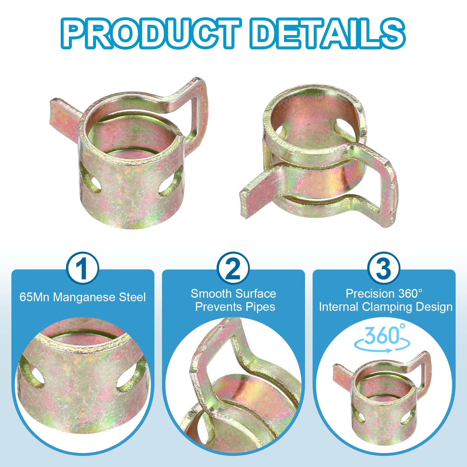 PATIKIL Spring Band Hose Clamps for 8.5-9.2mm OD Hose - Image 3