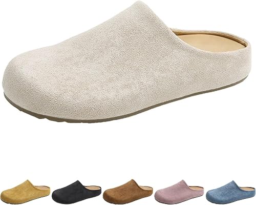 Classic Suede Comfort Clogs Casual Mules House Shoes for Women White/41