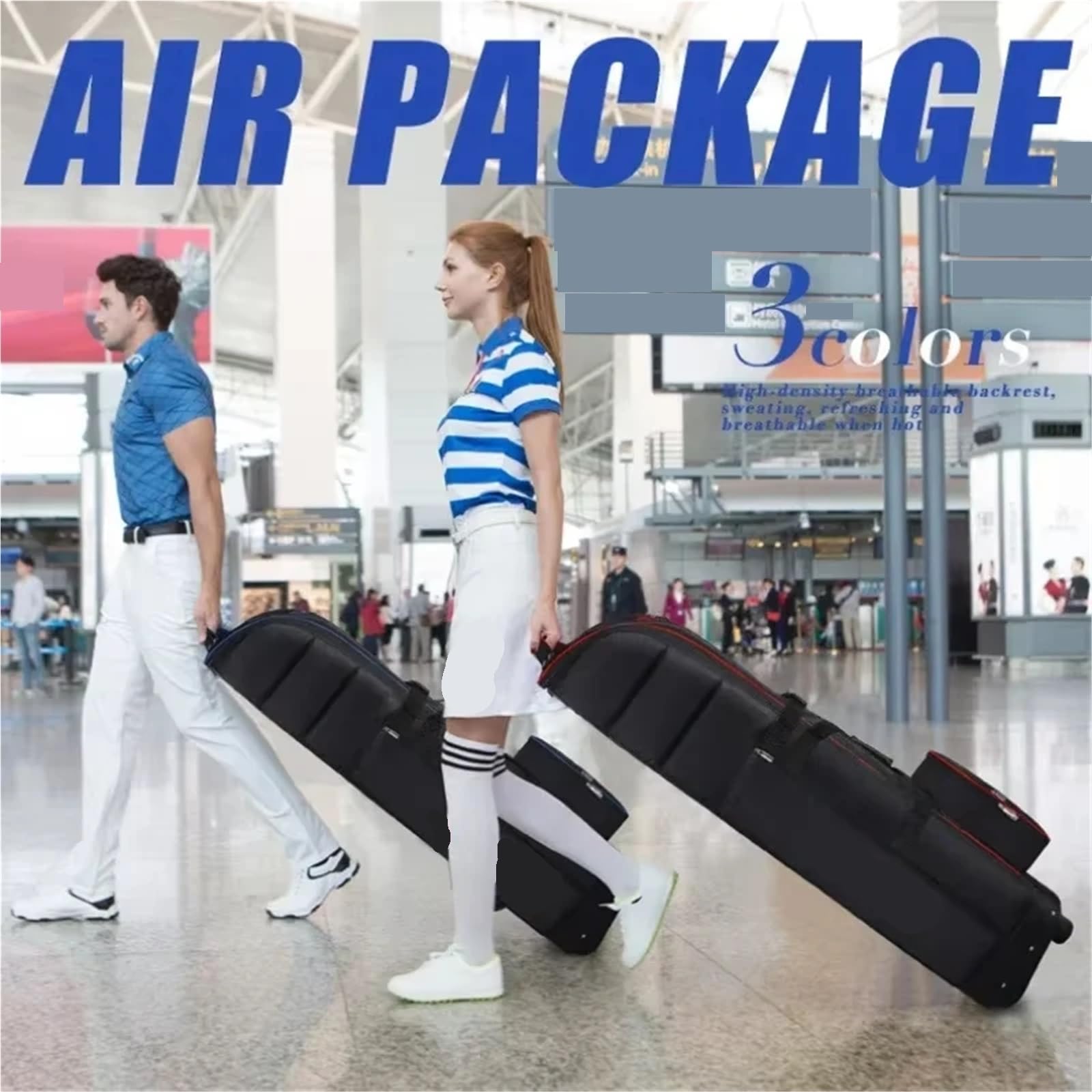 Abdeckung Golfbag Golf-Reise-Flugzeugtaschen mit Rad, verdickte Riemen, Faltbare Club-Abdeckung for Fluggesellschaften, Luftfahrt-Tasche