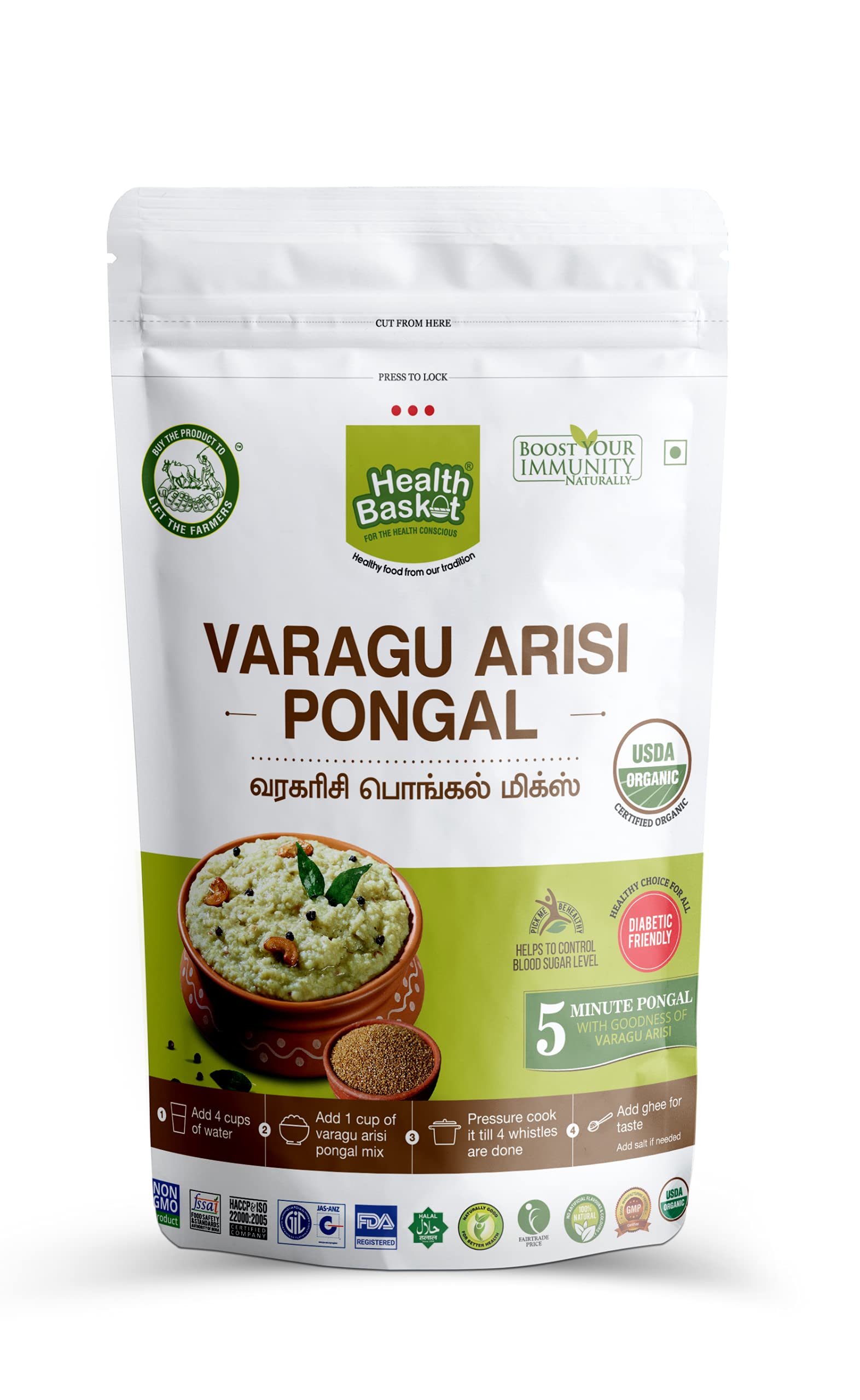 Health Basket Varagu Arisi Pongal Mix (Kodo Millet) 250g, No Artificial Colours or Flavours | No preservatives (B085HQKKST) Amazon Price History, Amazon Price Tracker