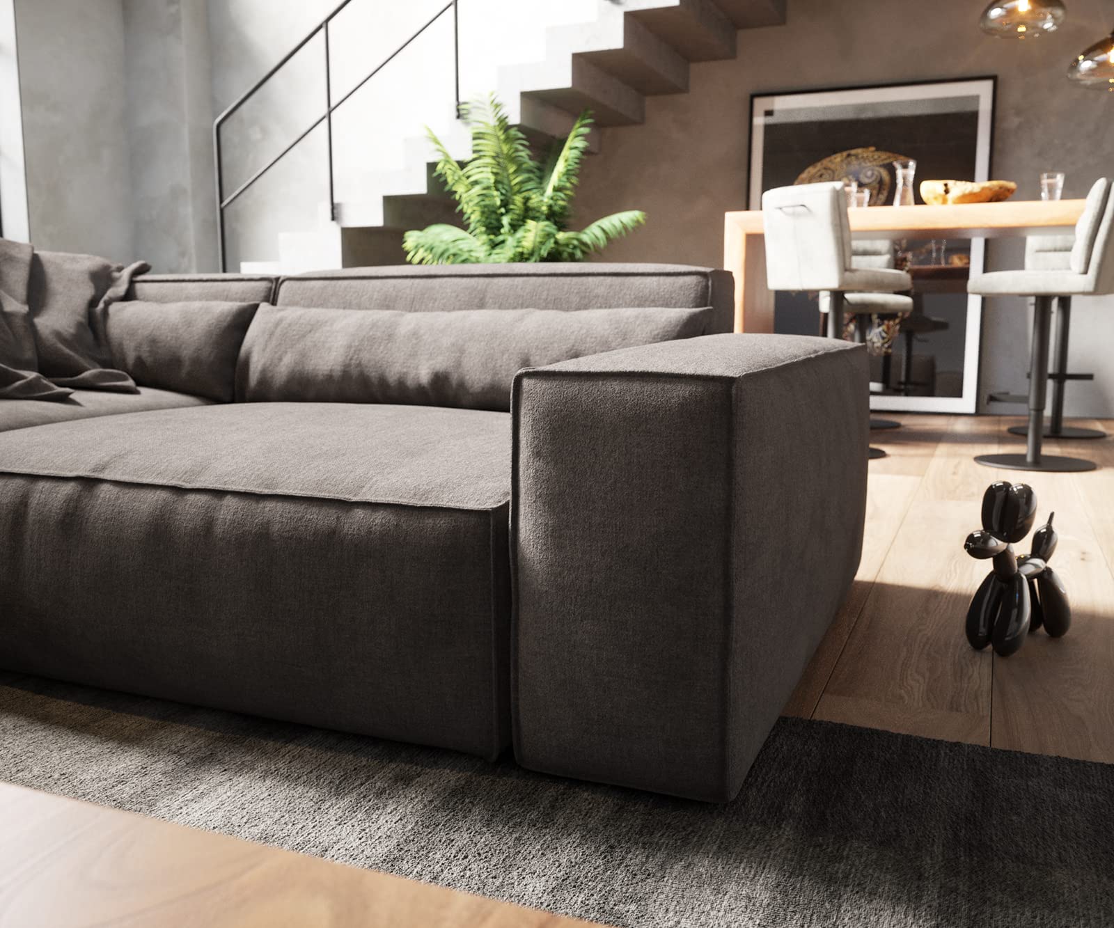 INLENDISH Roset Velvet 8 Seater U-Shape Sofa | Comfortable Living Room | Luxurious Sofa - Dark Grey 4