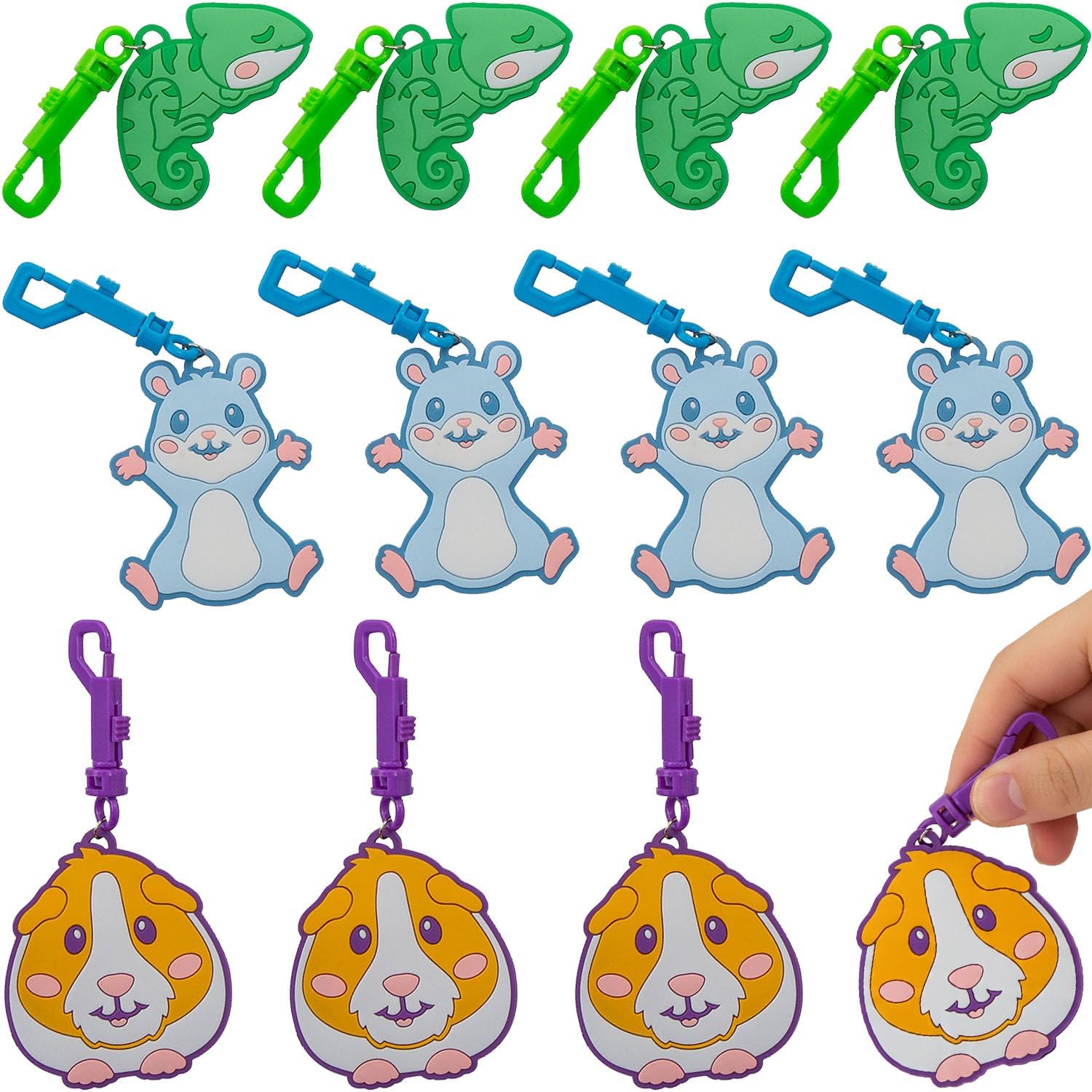 Fun Express Classroom Pets Backpack Clips - 12 Pc