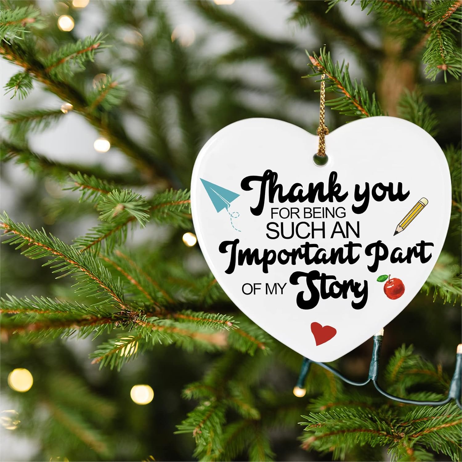 Teacher Appreciation Gifts Ornament Keepsake Sign Heart Plaque Thank You for Being Such an Important Part of My Story Best Teacher Gift Birthday Christmas Thank You Gifts for Teacher - Image 2